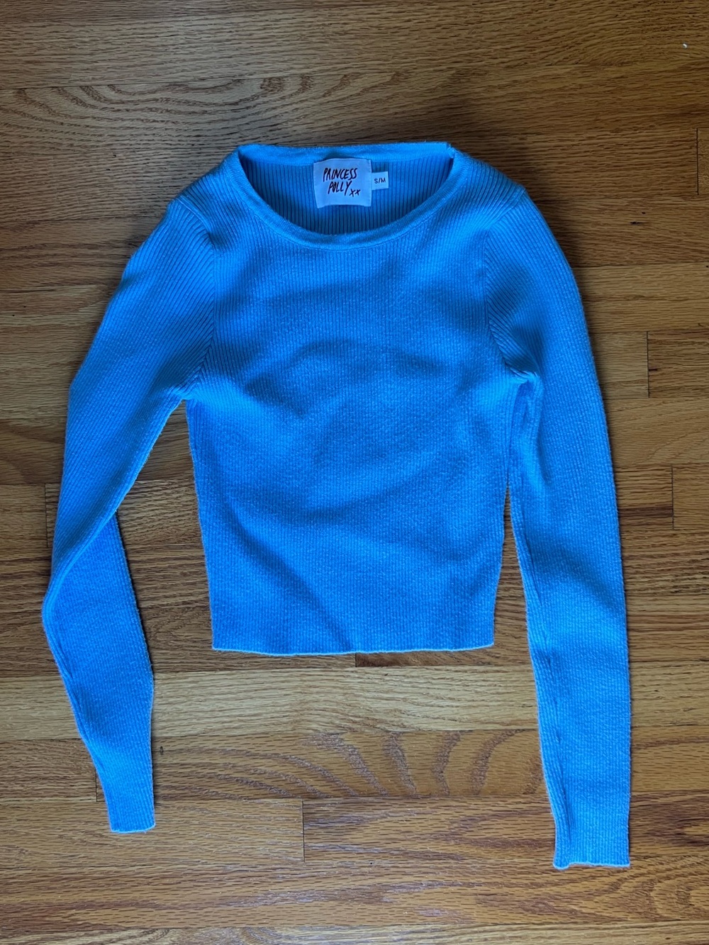 Princess Polly Blue Ribbed Long Sleeve Top